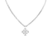 LHJHZDJC Collar con colgante de cruz gótica de Jerusalén para mujeres y hombres, gargantilla de hip hop, cruzada, collares de joyería, accesorio de ropa de calle para hombres y mujeres, regalo casual