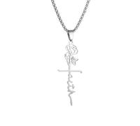 LHJHZDJC Collar con colgante de cruz para hombres y mujeres, para uso diario, joyería de moda, rosa hueca, amor eterno, adecuado para hombres y mujeres, joyería de aniversario, gran regalo para ella y