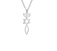 LHJHZDJC Collar con colgante de estrella de David Menorah para hombres y mujeres, uso diario, joyería de moda, joyería judía de Israel, collar con amuleto de sello mesiánico para mujeres y hombres