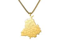 LHJHZDJC Collar con colgante de mapa del estado de la India Njab para hombre, cadena de caja, collares geográficos, joyería étnica, accesorio de ropa de calle para hombres y mujeres, regalo casual