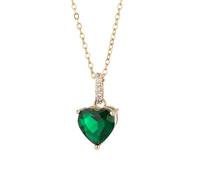 LHJHZDJC Collar con colgante de piedra preciosa esmeralda para mujer, colgante de corazón con incrustaciones de piedras preciosas incrustadas, no se desvanece, regalo para ella
