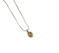 LHJHZDJC Collar con colgante para mujer, delicado geométrico, ovalado, circonita, collar de acero inoxidable, collar de moda de 18 quilates, collar de metal unisex, uso diario, casual, tendencia de