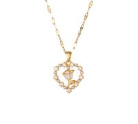 LHJHZDJC Collar con colgante para mujer, diseño de corazón con forma de corazón y perlas rosas, collares para mujer, joyería de moda, fiesta, unisex, uso diario, casual, tendencia de regalo