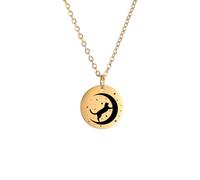 LHJHZDJC Collar con colgante redondo de gato y luna y estrella para mujer y niña, color dorado, gargantilla de moda, accesorio de ropa de calle para hombres y mujeres, regalo casual