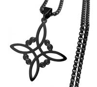 LHJHZDJC Collar de brujería de moda para mujer, colgante de nudo irlandés, para hombre, negro, collares de joyería, collar milagroso nudo de la bruja, accesorio para hombres y mujeres, regalo casual