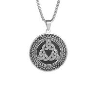 LHJHZDJC Collar de moda para hombres y mujeres, joyería de moda irlandesa celta trinitaria con nudo triangular para hombres y mujeres, runas nórdicas, collar de buena suerte, gran regalo para ella y