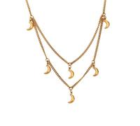 LHJHZDJC Collar elegante de cadena de luna pequeña muy fina, chapado en PVD, joyería coreana, exquisita, regalo de calle, accesorio para hombres y mujeres, regalo casual