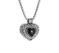 LHJHZDJC Collar gótico unisex vintage con corazón Gawu, collar romántico de piedra negra que se puede abrir, caja de fotos, colgante para mujer, joyería de aniversario para madre, regalo para ella