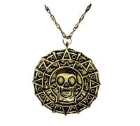 LHJHZDJC Collar para hombre, accesorios de película, piratas del Caribe, azteca, color dorado, collar de moneda, retro, con colgante de calavera, punk, hip hop, novio, diario, casual, tendencia de