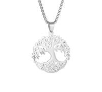 LHJHZDJC Collar para hombre, colgante de árbol de la vida, collar de árbol del mundo, joyería de amuleto de la suerte, el mejor regalo para ella, colgante de acero inoxidable
