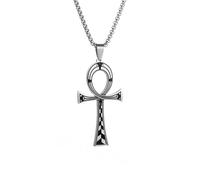 LHJHZDJC Collar para hombre, colgante de cruz egipcia, collar para hombres y mujeres, amuleto de la vida, faraón patrón, joyería de santo patrón, el mejor regalo para ella, colgante de acero