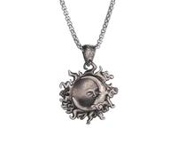 LHJHZDJC Collar para hombre con colgante retro de sol, luna, estrella, beso, pareja, moda, joyería literaria, cumpleaños, uso diario, casual, regalo