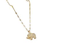 LHJHZDJC Collar para hombre de moda ligero de lujo microincrustado tridimensional elefante collar clásico animal auspicioso cadena de clavícula a juego diario casual regalo tendencia