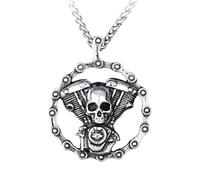 LHJHZDJC Collar para hombre, estilo retro punk, cadena mecánica con diseño de calavera de motor, collar con colgante de disco para hombres y mujeres, joyería gótica para uso diario, casual, tendencia