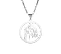 LHJHZDJC Collar para hombre, hombre y mujer, collar de disco con cabeza de caballo, colgante de animal del zodiaco, joyería de tendencia hip-hop, el mejor regalo para ella, colgante de acero