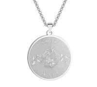 LHJHZDJC Collar para hombre, joyería Memento Mori Amor Fati, collar con colgante para mujeres y hombres, amuleto estoico, cadena de joyería de regalo para ella, colgante de acero inoxidable