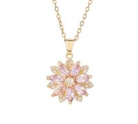 LHJHZDJC Collar para mujer, diseño de nicho de circonita rosa, colgante de temperamento de acero de titanio, regalo para ella