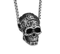 LHJHZDJC Collar unisex con colgante de calavera tallada para hombres y mujeres, joyería gótica punk, regalo de moda, accesorio de ropa de calle para hombres y mujeres, regalo casual