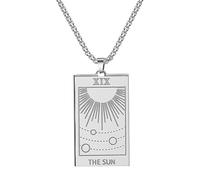 LHJHZDJC Collar unisex de acero inoxidable clásico con colgante de cartas del tarot del sol para hombres y mujeres, collar con signo de nacimiento, joyería para amigos, moda, diario, casual, regalo