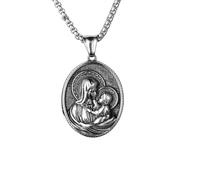 LHJHZDJC Collar unisex de moda con diseño de Virgen María Santa, para hombres, cadenas, joyería para mujer, amuleto potente, accesorios de regalo para ella, colgante de acero inoxidable