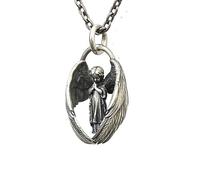 LHJHZDJC Collares Colgante de alas de ángel orante de Moda para Hombres Collar de Tendencia de Moda para Hombres y Mujeres Regalos de Regalo de cumpleaños de joyería de fe de niño pequeño