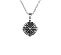 LHJHZDJC Collares de brújula vintage para hombres y niños, collar con colgante redondo 3D, joyería retro masculina, accesorio de ropa de calle para hombres y mujeres, regalo casual
