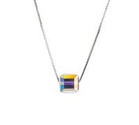 LHJHZDJC Collares geométricos cuadrados de cristal de circonita colorida para mujer, moda coreana, cadena de clavícula, collar con colgante de joyería, accesorio de ropa de calle para hombres y