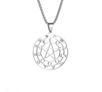 LHJHZDJC Exquisito collar de brujería con los 12 signos del zodiaco adivinación pentáculo luna, joyería de moda para hombres y mujeres, accesorio de ropa de calle para hombres y mujeres, regalo casual