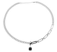 LHJHZDJC Gargantilla de cadena cubana para hombres y mujeres, para uso diario, collar con colgante cuadrado negro, cadenas de cuello masculino, joyería de cuello hip hop, gran regalo para ella y él