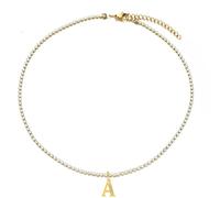 LHJHZDJC Tennis Shine - Collar con colgante de alfabeto de circonita cúbica para mujer, mini dije de letra A a Z, collar con 26 iniciales de 40 cm, accesorios femeninos para hombres y mujeres, regalo