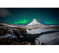 LHJOYSP Ideas Regalos niños Puzzle 1000 Piezas,Belleza Natural,Nieve,Cascada,Aurora Boreal,volcán,Islandia,Kirkjufell,75x50cm