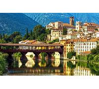 LHJOYSP Maravilloso Desastre Puzzle 1000 Piezas Puente de la Ciudad Río Arquitectura Alpes Montañas Italia Veneto Río Brenta Bassano del Grappa 75x50cm
