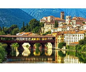 LHJOYSP Maravilloso Desastre Puzzle 1000 Piezas Puente de la Ciudad Río Arquitectura Alpes Montañas Italia Veneto Río Brenta Bassano del Grappa 75x50cm