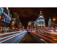 LHJOYSP Puzzles Fotos Puzzle 1000 Piezas Arquitectura Nocturna de la Carretera de la Ciudad de Madrid, Alcalá de Henares, España 75x50cm