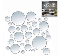 LHKJ 30 Pcs DIY Espejo de Círculos Redondo Pegatina de Pared, Etiqueta de la Pared del Espejo Decoración para Casa Habitación ect