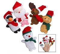 LHKJ 5 Pcs Muñeco de Dedo de Navidad Marionetas de Dedo Animales títeres de Dedo Cuentos para niños bebé