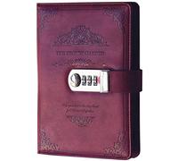 LHKJ Cuaderno Diario de Cuero PU Vintage con Cerradura de Combinación,Morado