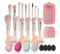 LHLXZQ Brocha maquillaje profesional avanzada con 15 brochas + 12 accesorios y bolsa viaje, set brochas maquillaje, adecuado para rubor, base, corrector, polvos sueltos