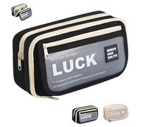 LHLZNB Elegante estuche para niñas y niños: el estuche es bonito, con compartimentos y una gran capacidad, perfecto para mujeres, niños, escuela, trabajo y viajes, Black, Clásico