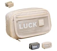 LHLZNB Elegante estuche para niñas y niños: el estuche es bonito, con compartimentos y una gran capacidad, perfecto para mujeres, niños, escuela, trabajo y viajes, Blanco roto., Clásico