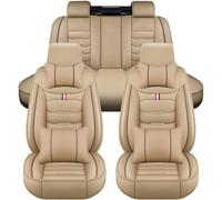 LHMM Fundas de Asiento de Coche para Audi TT TTS Q9 S1 SQ8 SQ2 SQ7 TT Offroad A2 A0 Q4 e-Tron, Delanteros Y Traseros Funda De Asiento Impermeable Cuero Fundas Protección Cojín,Beige