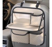 LHMM Organizador Asiento Coche para VW Golf Passat B6 B7 B8 Bora EOS UP Caddy Polo Jetta New Beetle, Organizador de Asiento Trasero para Mesa Plegable Organizador de Asiento de Coche,Beige