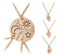 LHOEST Cadena de la amistad para niña y mujer, collar de sol, estrellas, luna, colgante Bff Cadenas para 3 cadenas magnéticas de la amistad para 3 tríos, cadena de puzle, cadena de amigos, regalos