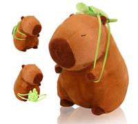 LHOEST Capibara Peluche con Mochila de Tortuga Kawaii Carpincho Capybara Peluche de Capibara Animal de Peluches Juguete Capybara Regalo Navidad Cumpleaños para Niños y Niñas 23 CM