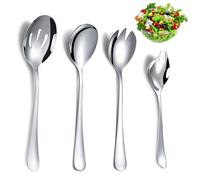 LHOEST Cubiertos para Ensalada Acero Inoxidable 4 Piezas Cuchara de Ensalada Acero Inoxidable Tenedor de Ensalada Cubiertos Servir 22 CM 15 CM Cubiertos de Ensalada para Postres Sopas Ensalada