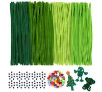 LHOEST Limpiapipas Manualidades Verde 600 Piezas Verde Limpia Pipas para Manualidades Limpiapipas Flores Limpia Pipas DIY limpiapipas verde Pipe Cleaner Crafts con 100 Ojos Autoadhesivos 100 Pompones