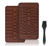 LHOEST Molde Chocolate Silicona Molde de Chocolate 2 Piezas Carta Número Moldes Reposteria Silicona Molde Tableta Chocolate Sin BPA Moldes Bombones silicona Moldes para chocolate Dubai Pralinés