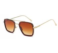 LHSDMOAT Gafas de sol Retro Iron Man Gafas de sol con montura metálica cuadrada Gafas Tony Stark Aptas para hombres y mujeres
