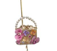 LHSJYG Bolso de Mano de Perlas para Mujer Bolso con cuentas de flores, cesta verduras diamantes agua brillante, jaula for pájaros, cubo for banquete, bolso mensajero for manillar