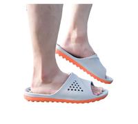 LHSJYG Pantuflas Invierno Homem Chanclas antideslizantes de verano for hombre, sandalias de masaje for interiores, zapatos de playa(Gray Orange,M)